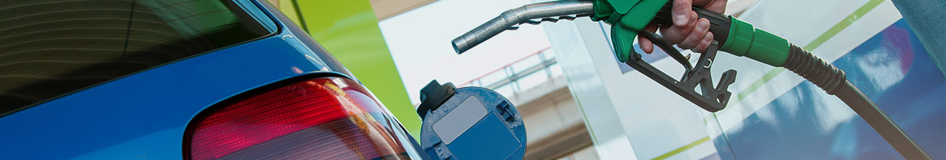 A car at a gas pump